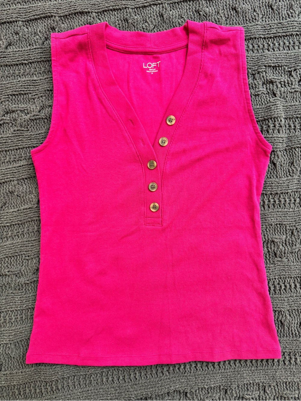 LOFT Women's Sleeveless Tank (Pink, Medium) With Buttons on front
